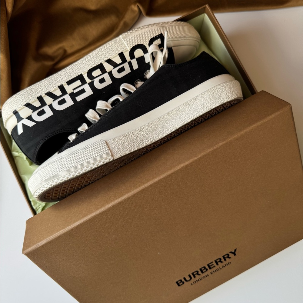 Burberry Black and White Canvas Sneakers